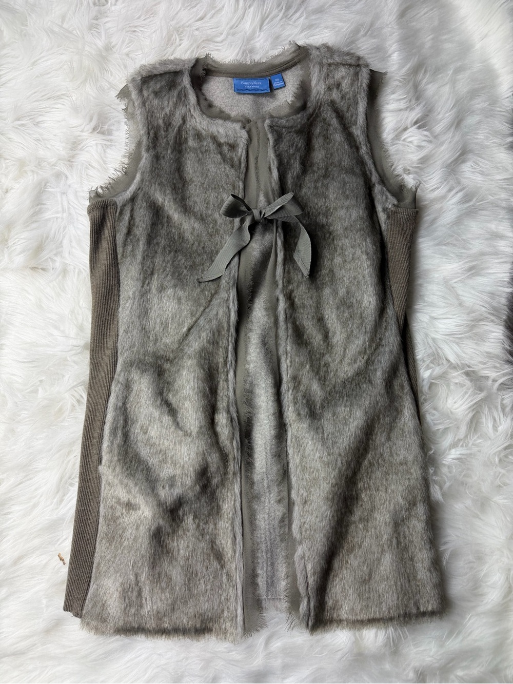 Simply Vera Vera Wang Taupe Faux Fur Vest
